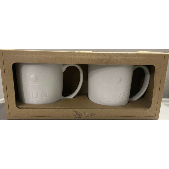 Potters Corner Dining Potters Corner Rustic Mug Duo Set Hug Love